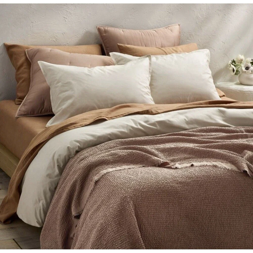 King PLUS Textured Waffle Coverlet Brown- Casaluna NEW